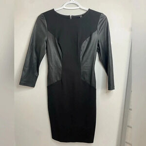 Guess - Black Fabric & Faux leather Dress - Small